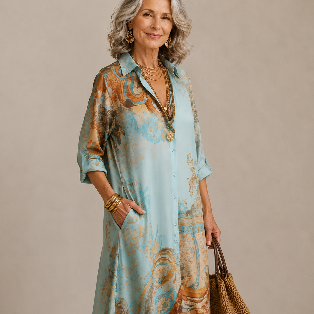 Mirthe | Robe longue imprimée boutonnée