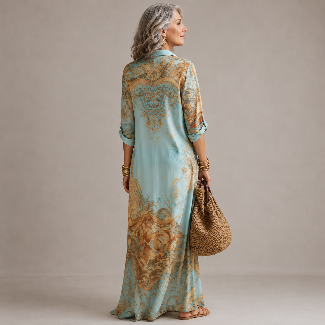 Mirthe | Robe longue imprimée boutonnée