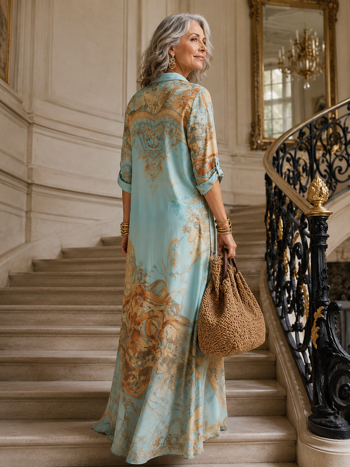 Mirthe | Robe longue imprimée boutonnée