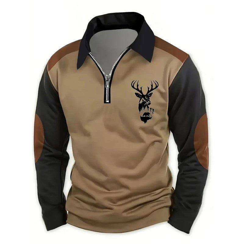Victor | Long-Sleeve Polo Shirt with Zipper