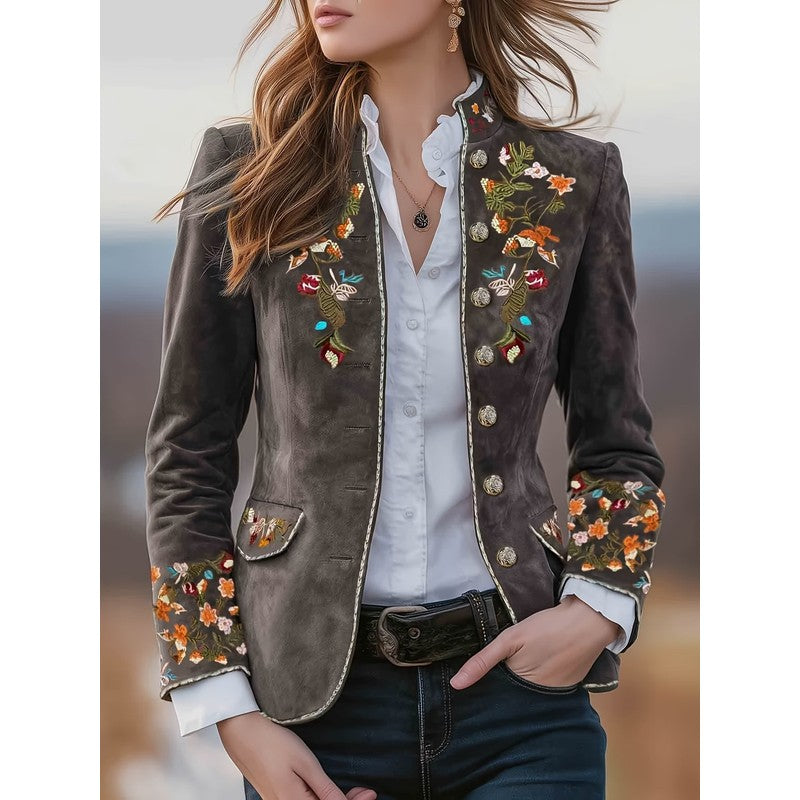 Sofia | Geborduurde blazer met stand-up kraag