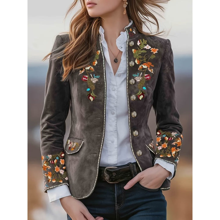 Sofia | Geborduurde blazer met stand-up kraag