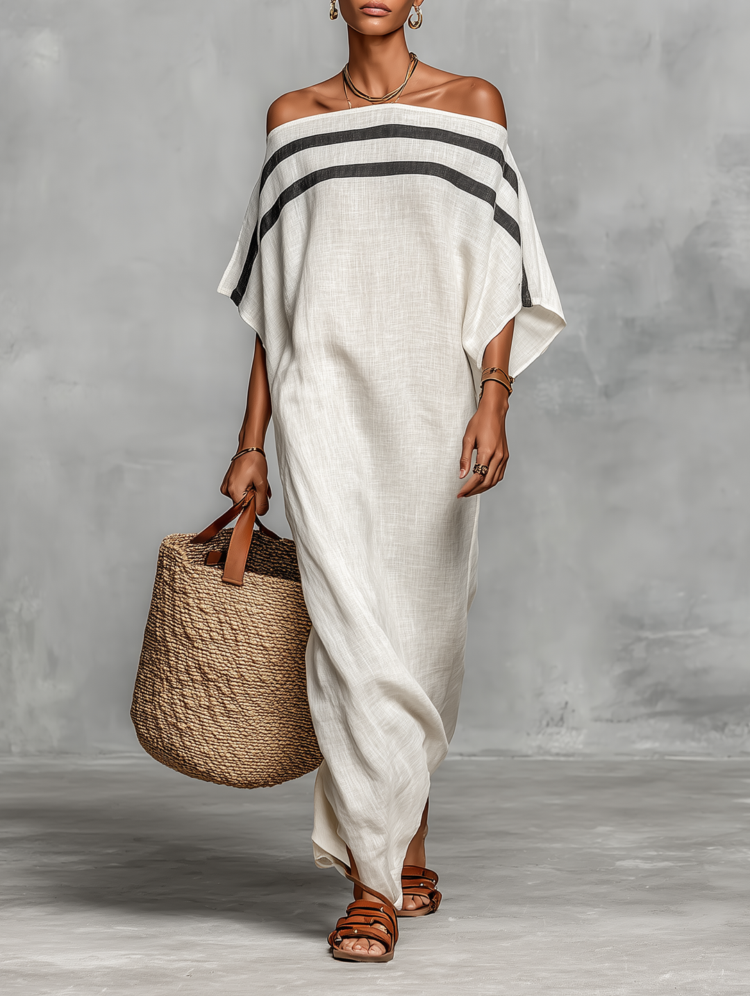 Jantine | Off-Shoulder-Maxikleid aus Leinenmischung