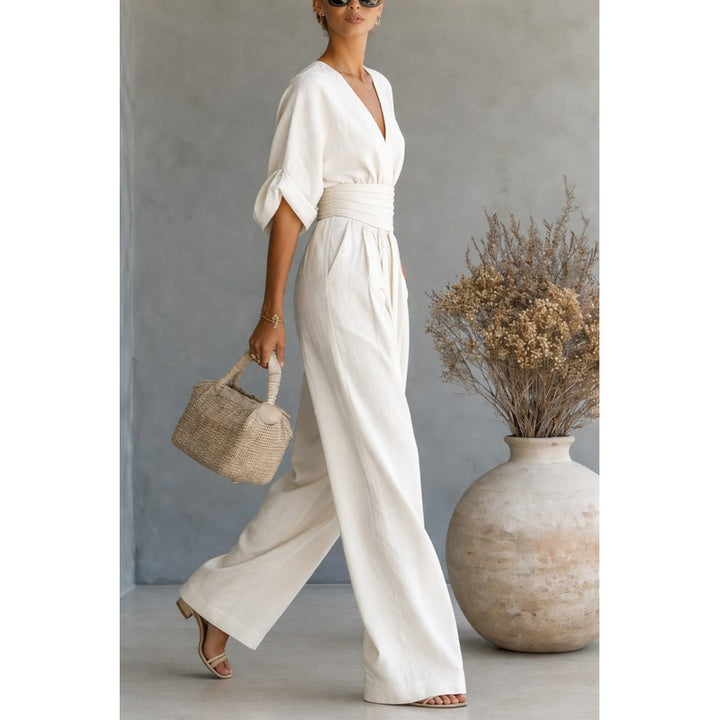 Risel | V-hals Jumpsuit met Obi-band