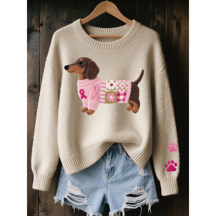 Lotte | Relaxed Trui met Teckelmotief