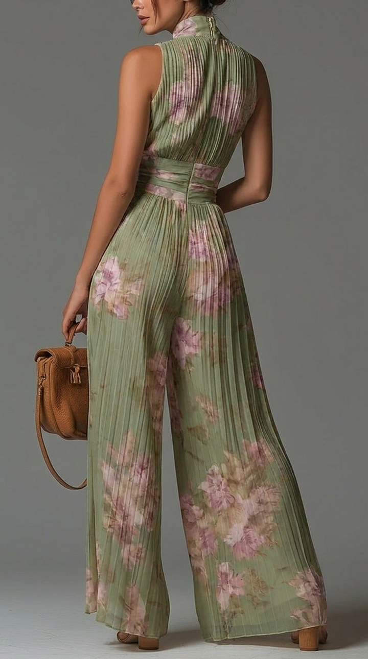 Quirine | Macacão plissado com padrão floral
