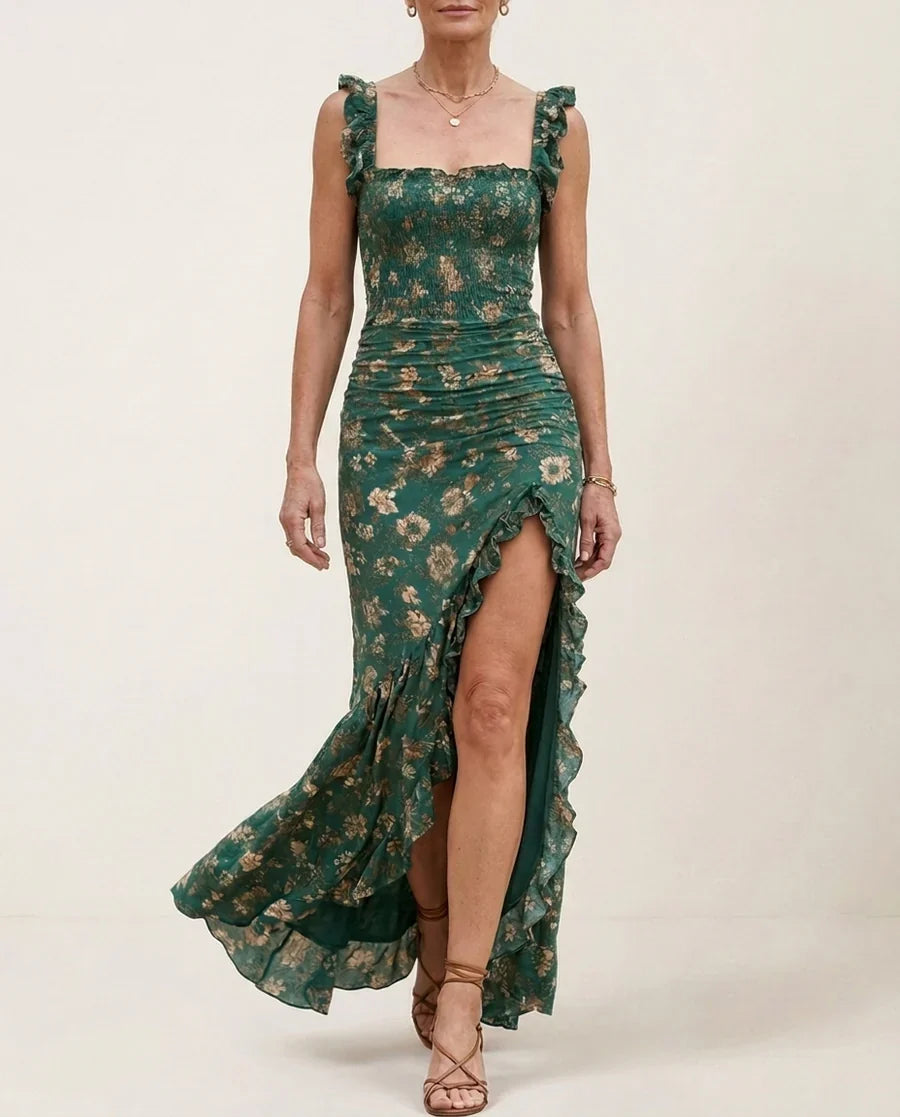 Tialda | Robe longue bohème avec smocks