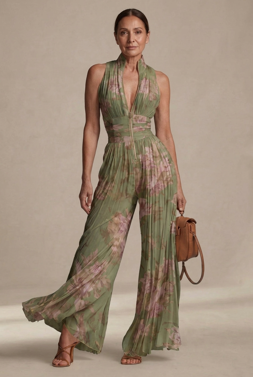 Quirine | Macacão plissado com padrão floral