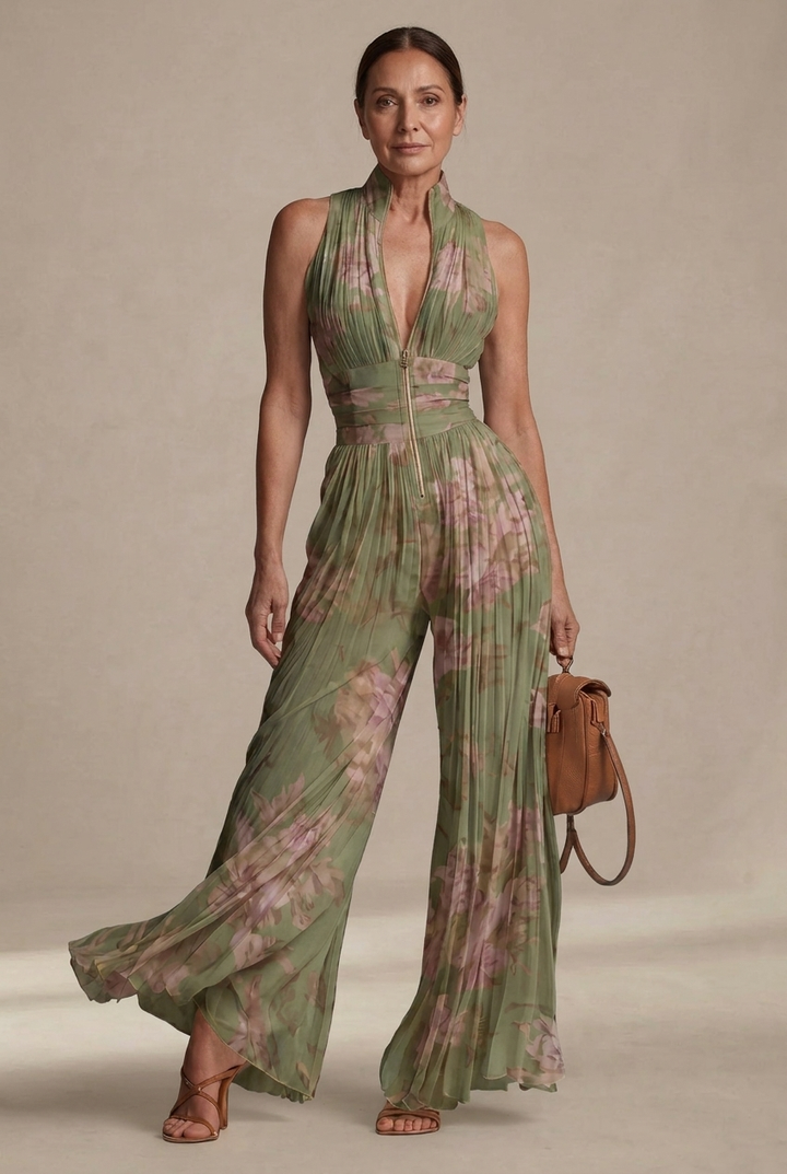 Quirine | Macacão plissado com padrão floral