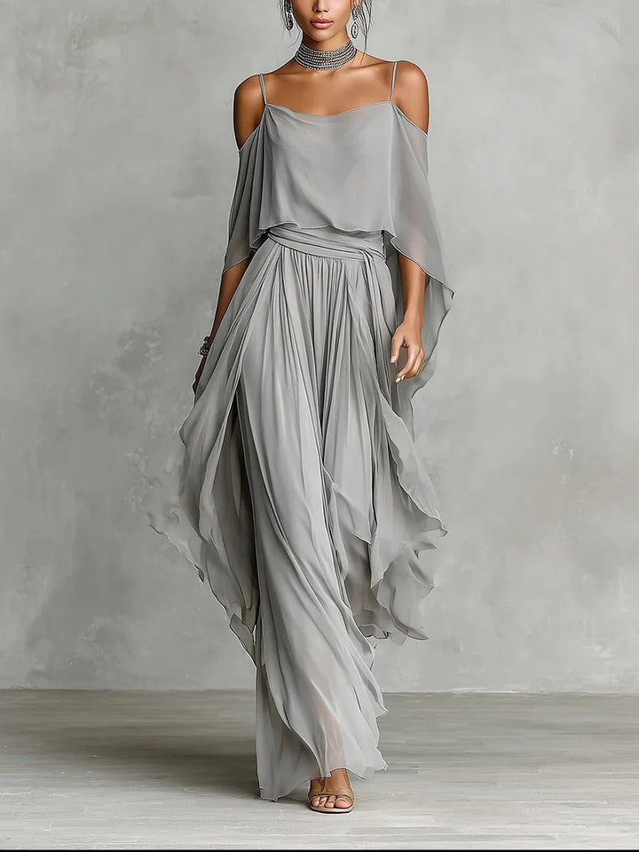 Roelie | Chiffon Tweedelige Set met Open Schouders