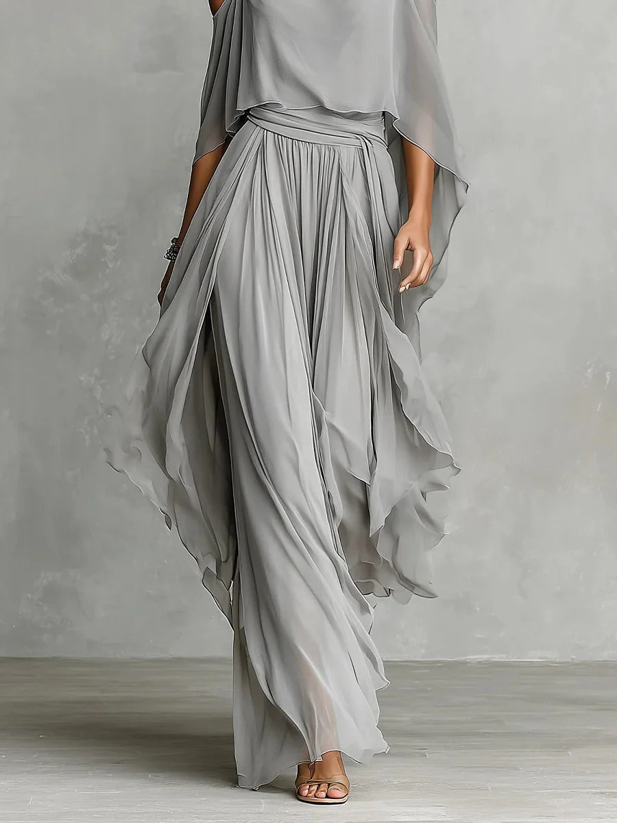 Roelie | Chiffon Tweedelige Set met Open Schouders