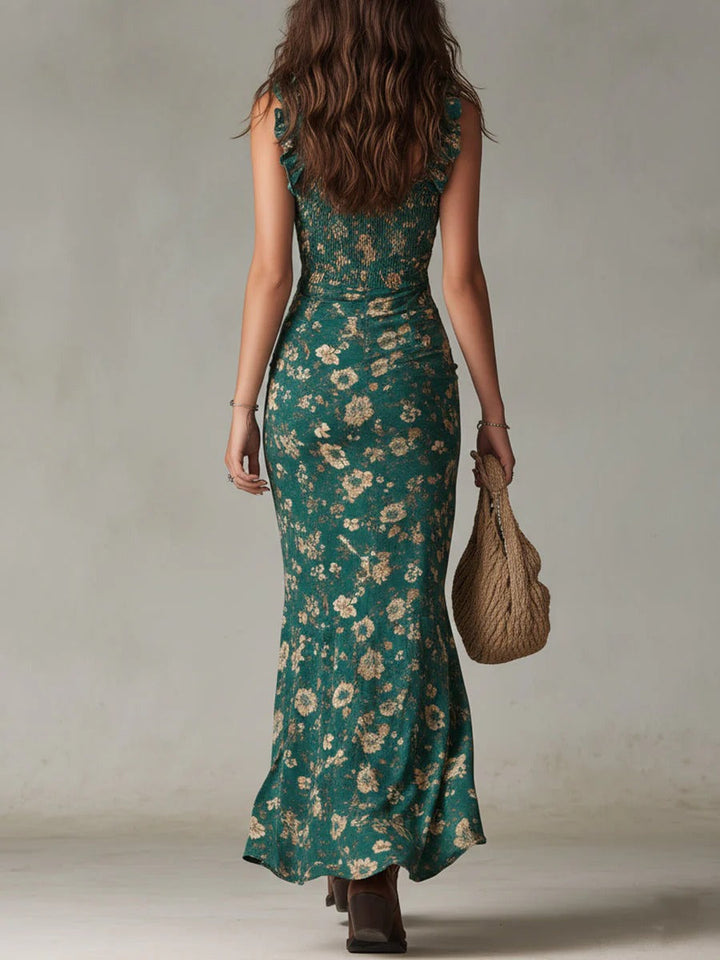 Frouke | Boho-Maxikleid mit Blumenprint und Schlitz