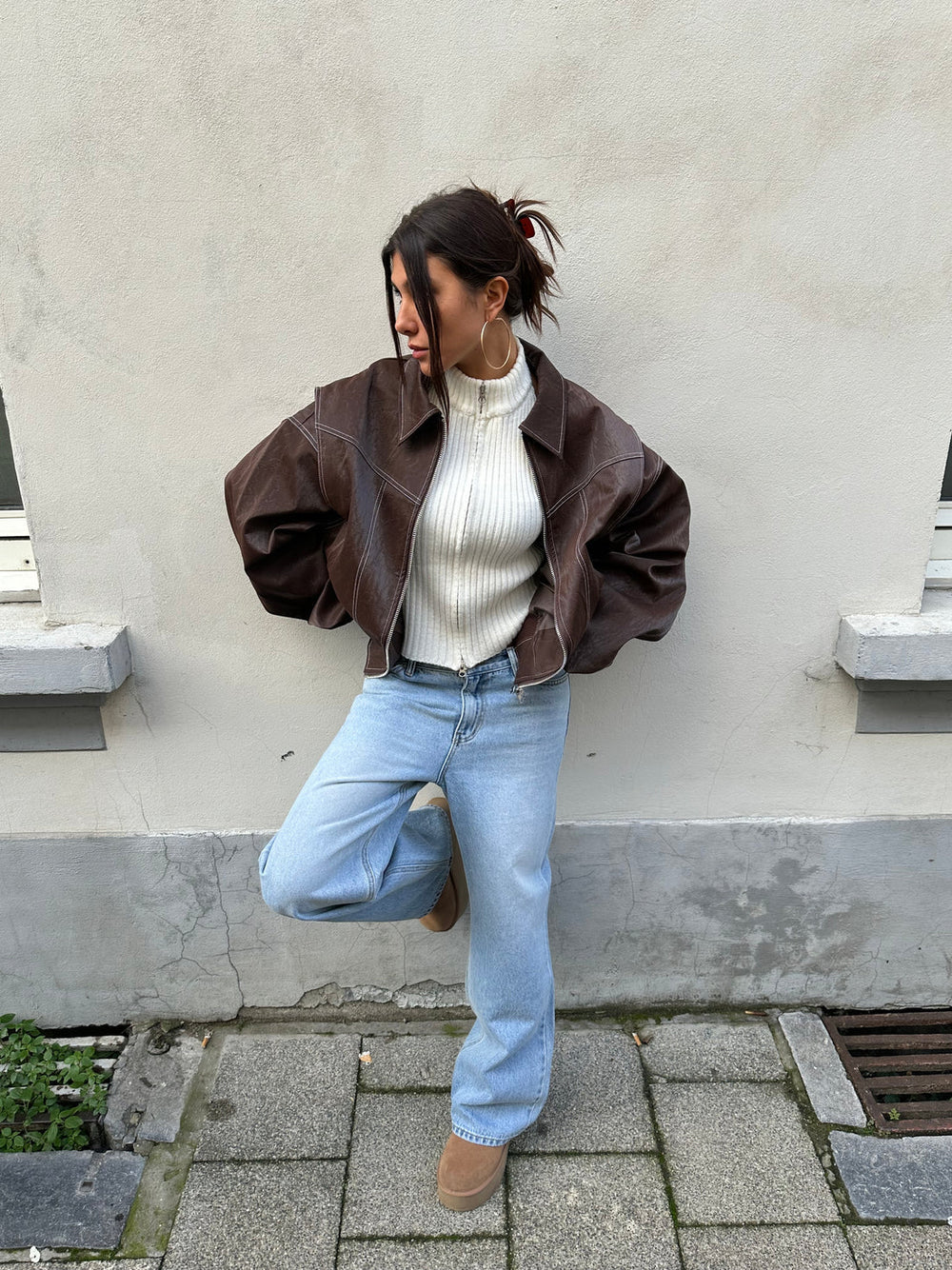Veerle | Oversized-Bomberjacke aus Kunstleder