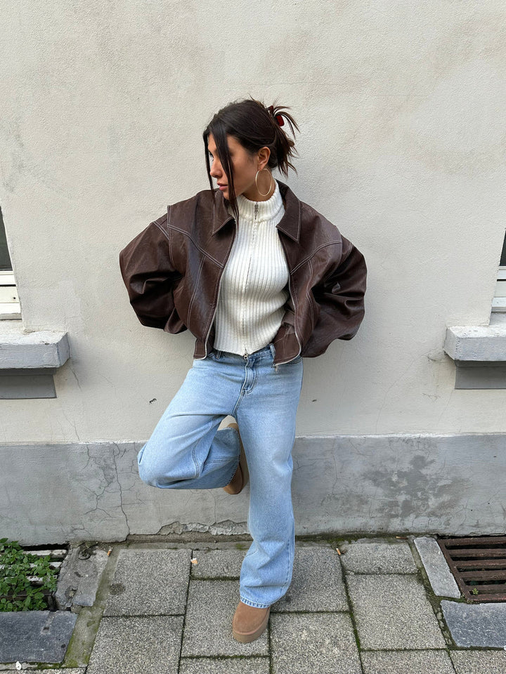 Veerle | Oversized-Bomberjacke aus Kunstleder