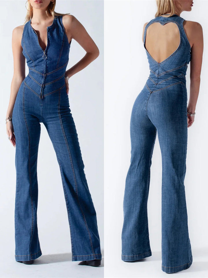 Marijke | Denim-Jumpsuit mit offenem Rücken