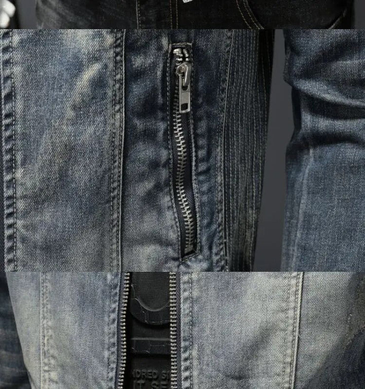 Geeske | Cazadora motera de denim lavado