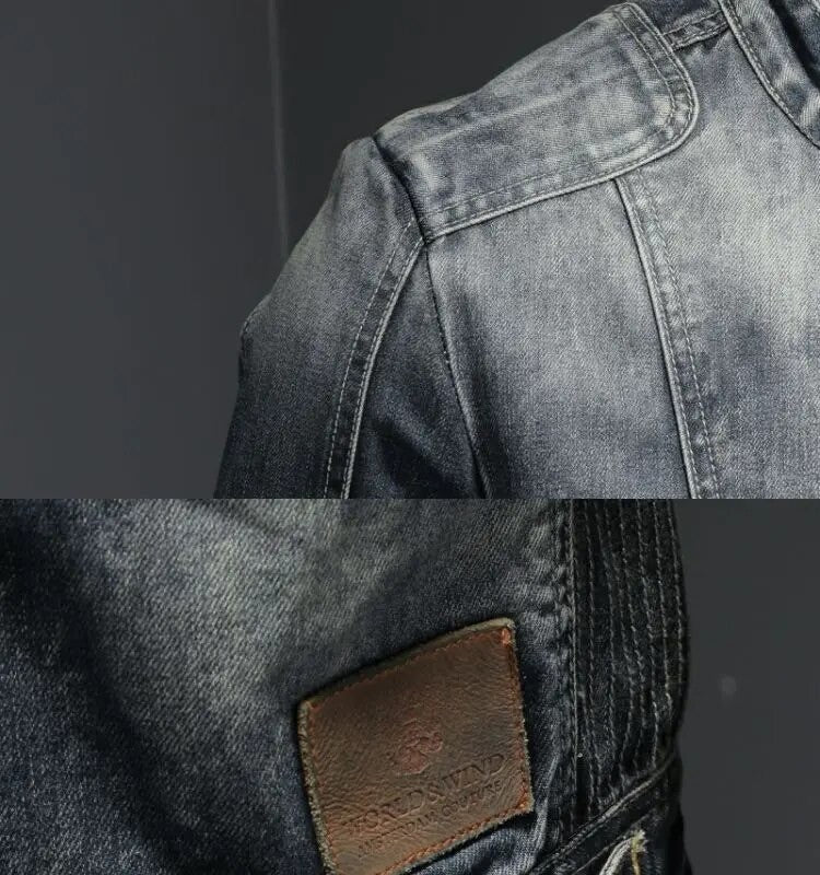 Geeske | Cazadora motera de denim lavado